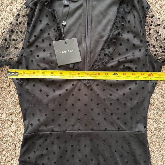 ASOS Parisian V-Neck Ruffle Trim Spot Mesh Mini Dress - Picture 6 of 12